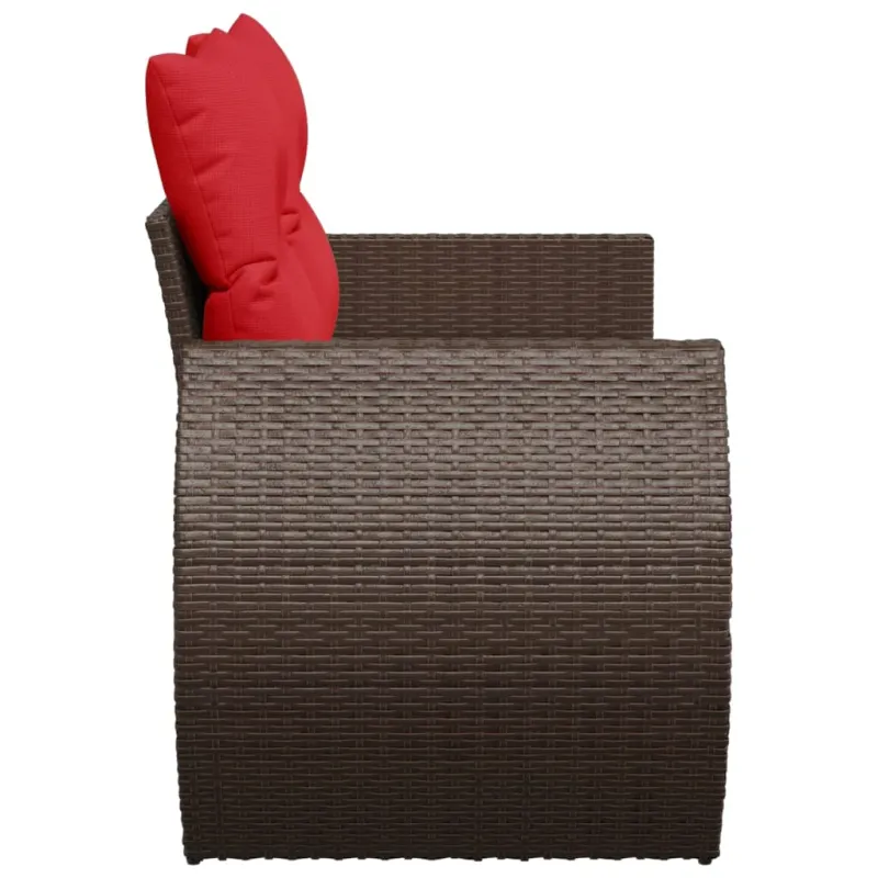 Sodo sofa su pagalvėlėmis, dvivietė, ruda, polirotangas