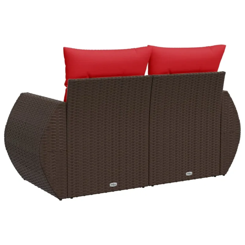 Sodo sofa su pagalvėlėmis, dvivietė, ruda, polirotangas