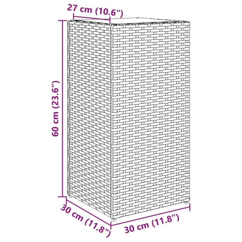 Sodo lovelis, juodos spalvos, 30x30x60cm, poliratanas