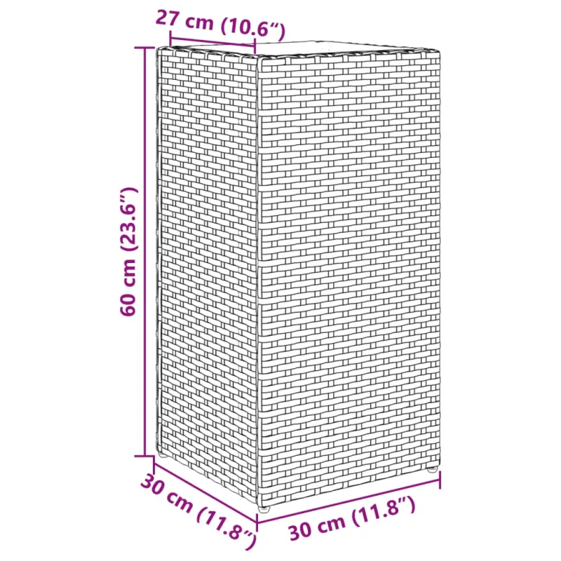 Sodo lovelis, pilkos spalvos, 30x30x60cm, poliratanas