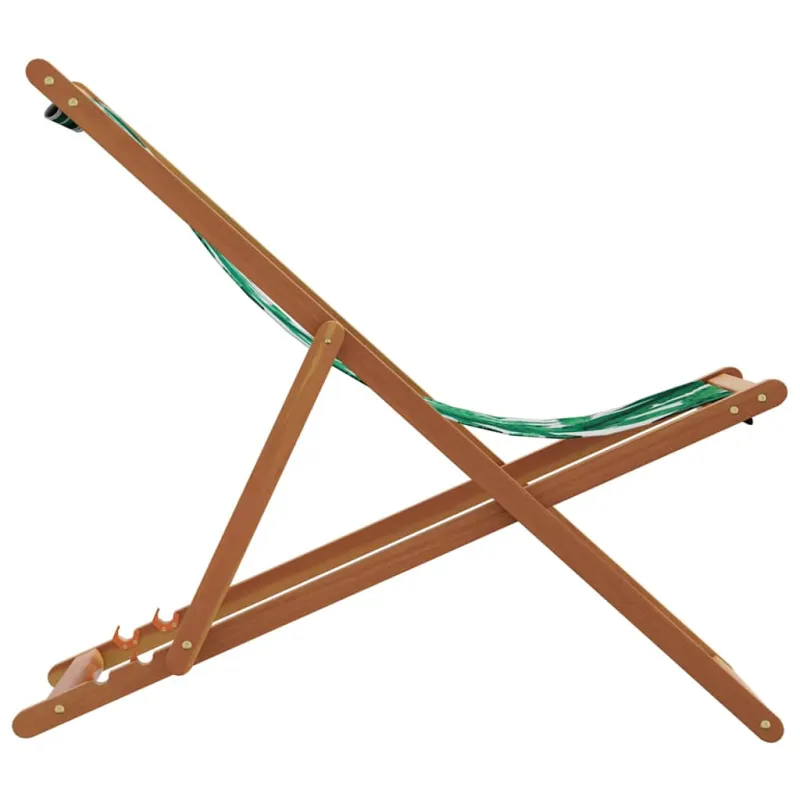 Sulankstoma paplūdimio kėdė, eukaliptas ir audinys, su lapais