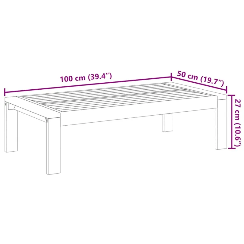 Sodo stalas, 100x50x27cm, akacijos medienos masyvas
