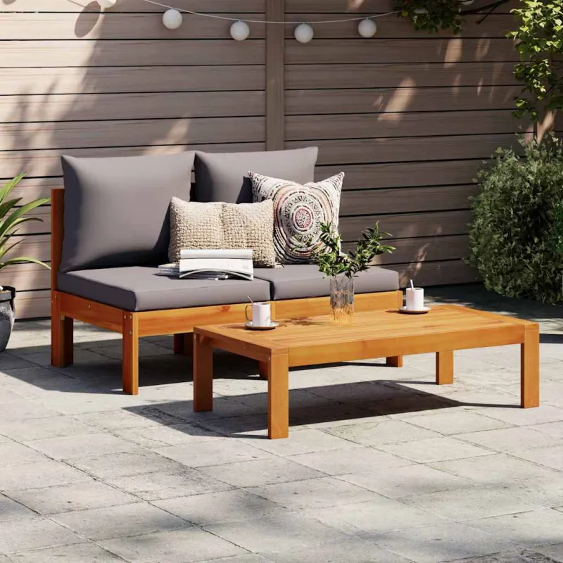 Dvivietė sodo sofa su pagalvėlėmis, akacijos medienos masyvas