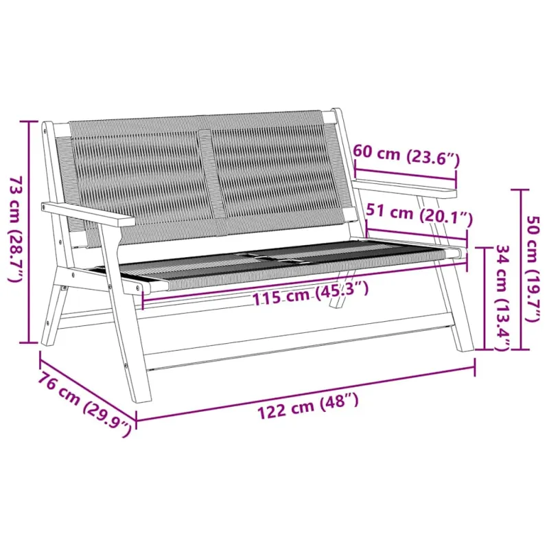 Sodo baldai Pilka 122 x 76 x 73 cm Kietos akacijos mediena