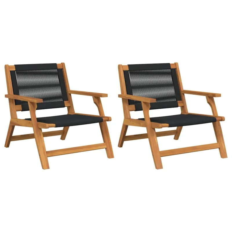 Sodo baldai 2 pcs Juoda 67 x 76 x 73 cm Kietos akacijos mediena