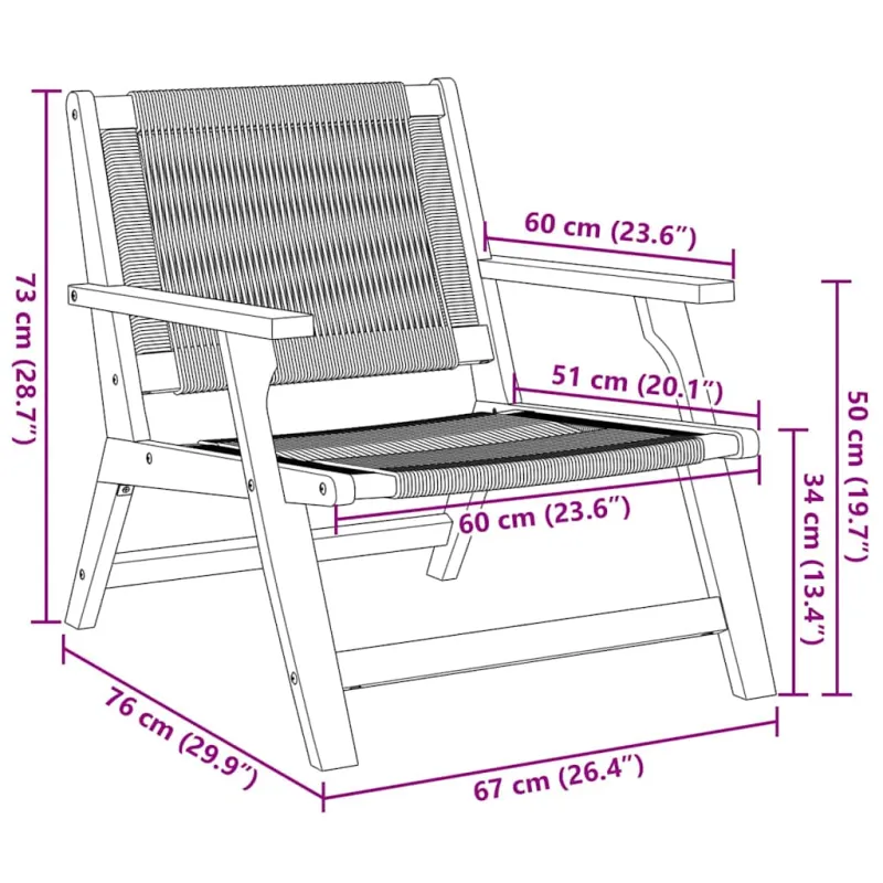 Sodo baldai 2 pcs Juoda 67 x 76 x 73 cm Kietos akacijos mediena