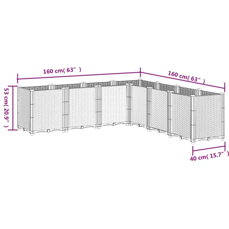 Sodo lovelis, baltos spalvos, 160x160x53cm, PP