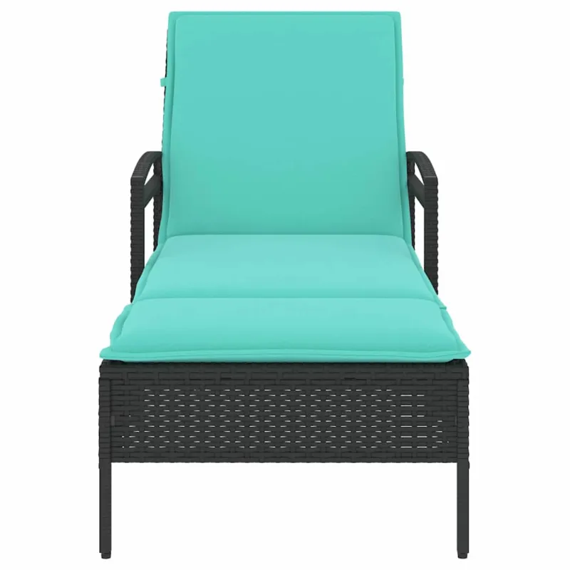 Saulės gultas | su pagalve Juoda 63 x 200 x 81 cm poliratanas