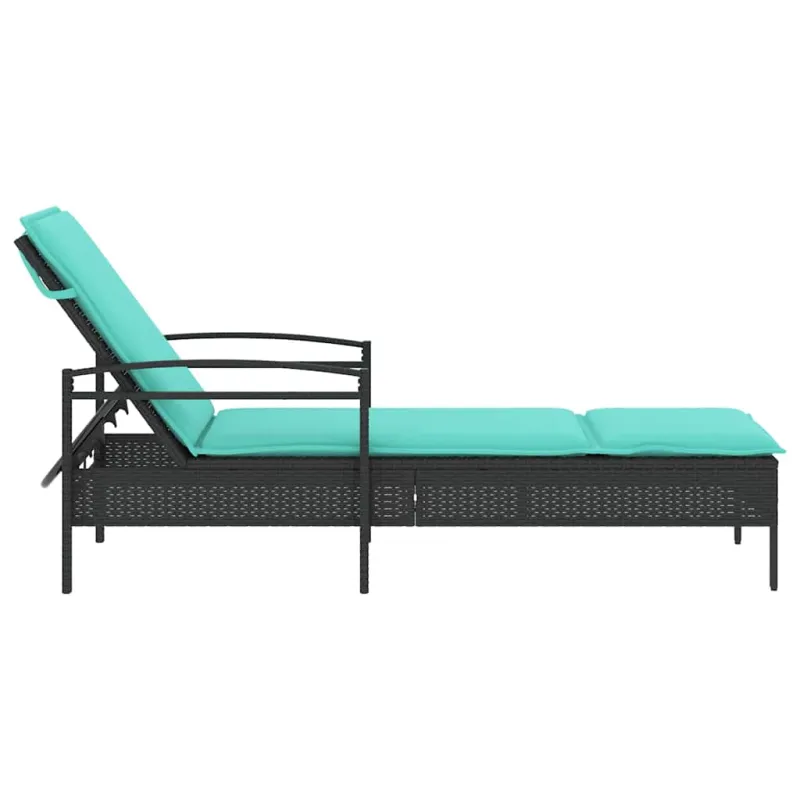Saulės gultas | su pagalve Juoda 63 x 200 x 81 cm poliratanas