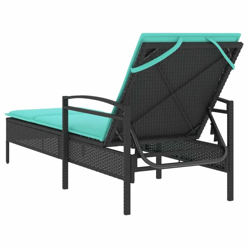 Saulės gultas | su pagalve Juoda 63 x 200 x 81 cm poliratanas