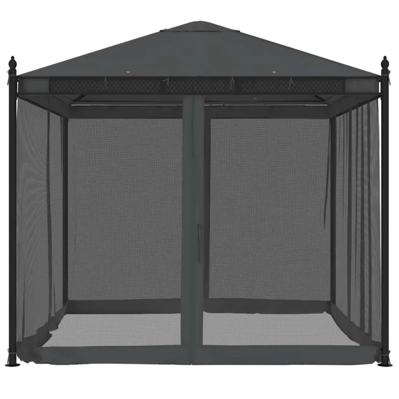 Pavėsinė su tinkleliais, antracito, 2,93x2,93m, plienas