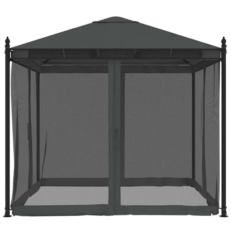 Pavėsinė su tinkleliais, antracito, 2,93x2,93m, plienas
