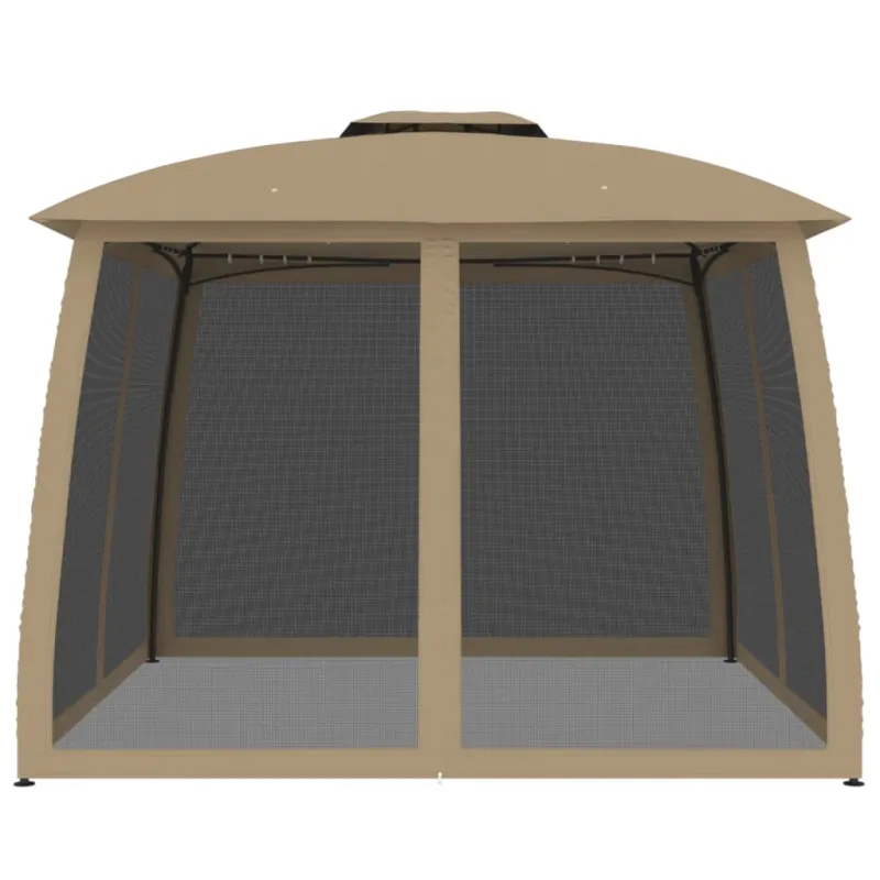 Pavėsinė su stogu ir sienomis, taupe, 2,93x2,93m, plienas