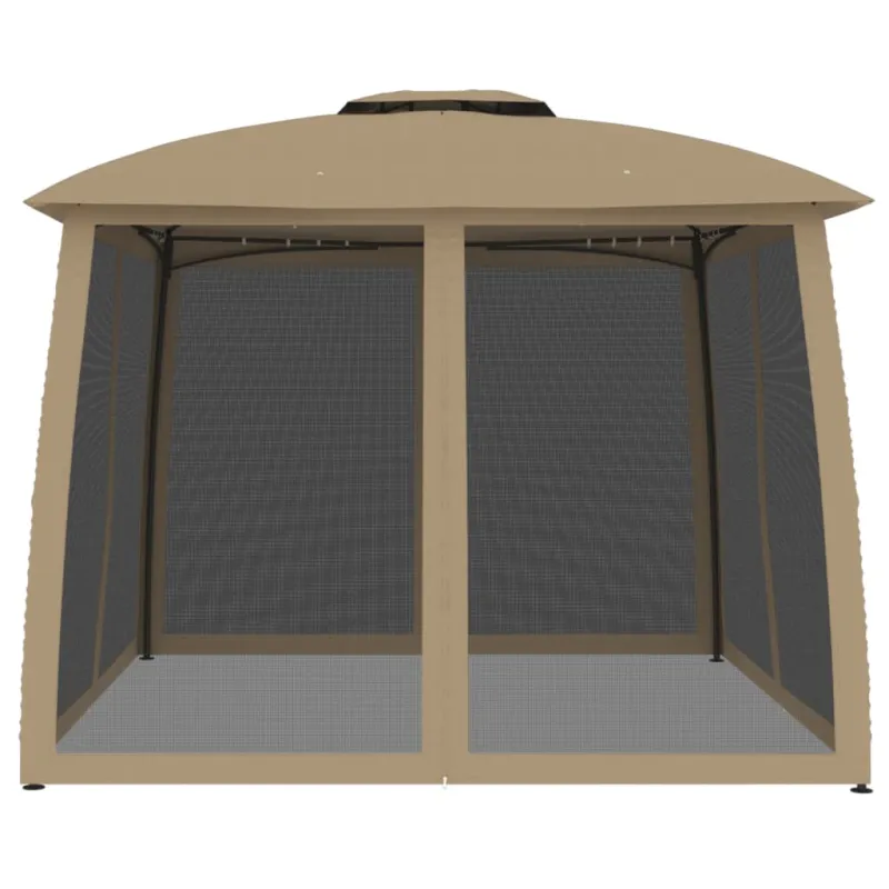 Pavėsinė su stogu ir sienomis, taupe, 2,93x2,93m, plienas