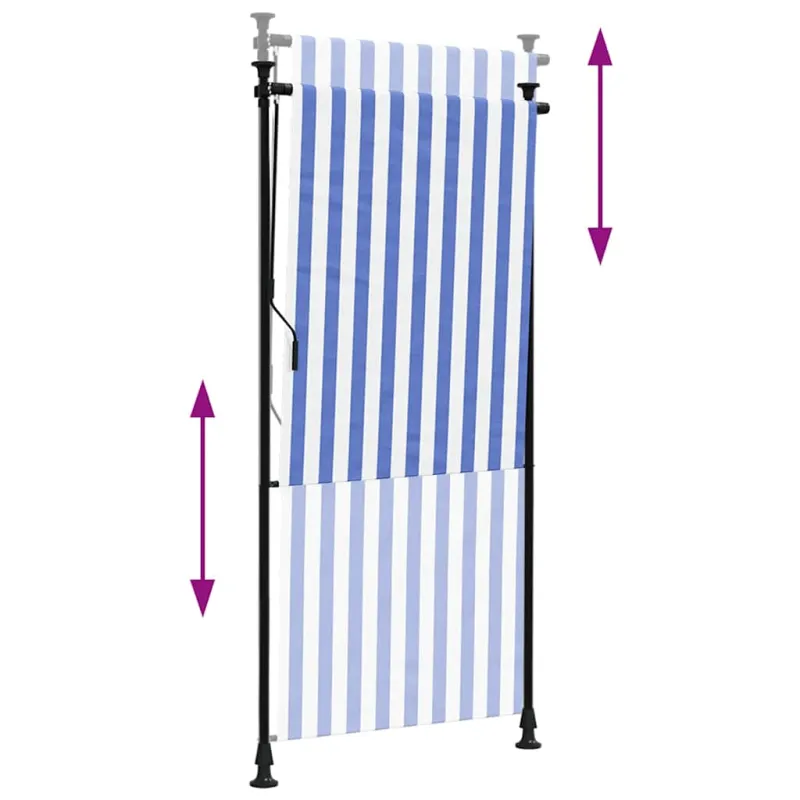 Lauko roletas, mėlynas ir baltas, 100x270cm, audinys ir plienas