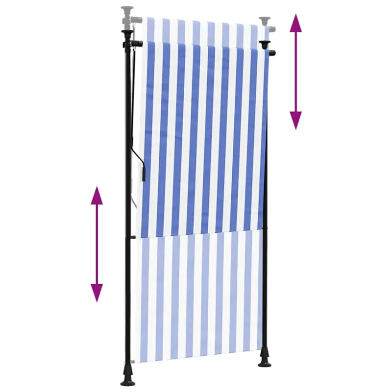 Lauko roletas, mėlynas ir baltas, 120x270cm, audinys ir plienas