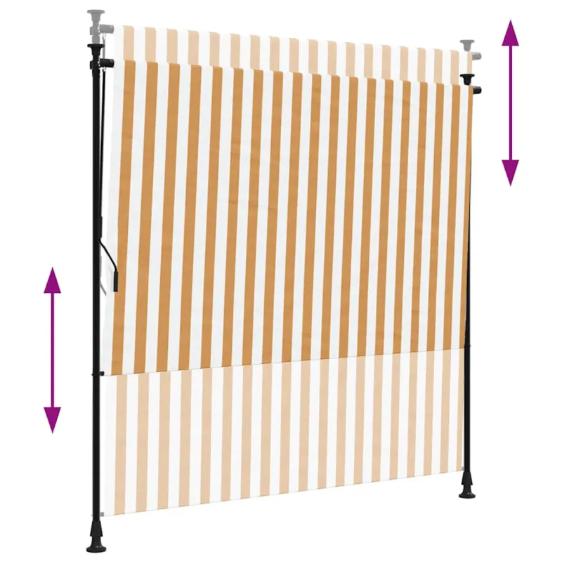 Lauko roletas, oranžinis/baltas, 200x270cm, audinys ir plienas