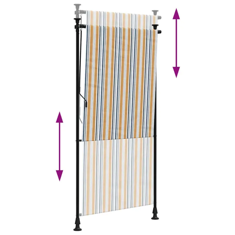 Lauko roletas, geltonas/baltas, 100x270cm, audinys ir plienas