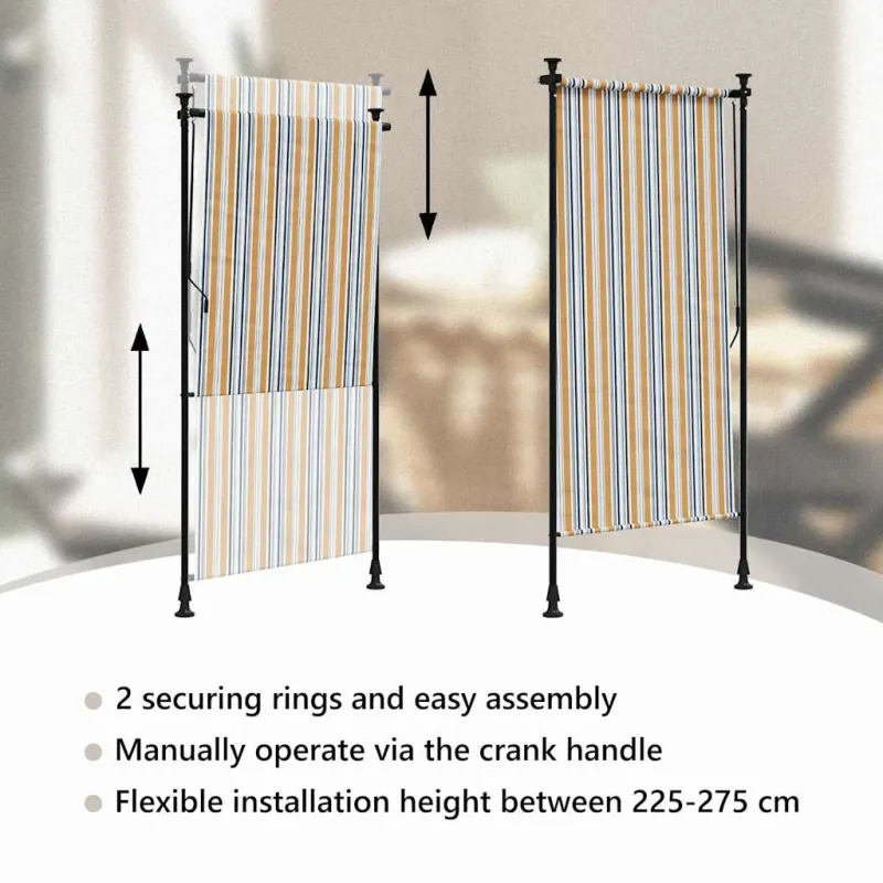 Lauko roletas, geltonas/baltas, 100x270cm, audinys ir plienas