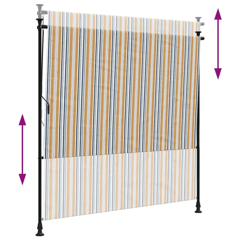 Lauko roletas, geltonas/baltas, 150x270cm, audinys ir plienas