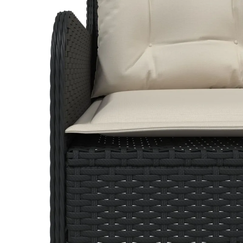 Sodo sofa su pagalvėlėmis, juoda, poliratanas, L formos
