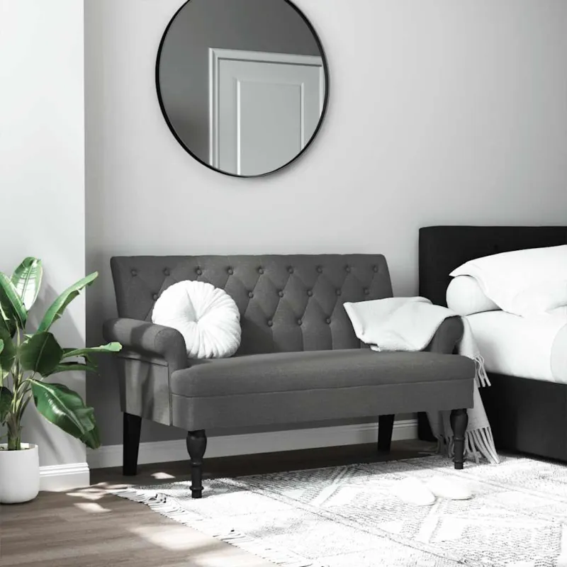 Suoliukas su atlošu, tamsiai pilkas, 120x62x75,5 cm, audinys