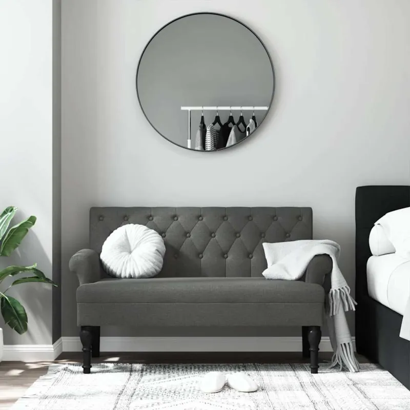 Suoliukas su atlošu, tamsiai pilkas, 120x62x75,5 cm, audinys