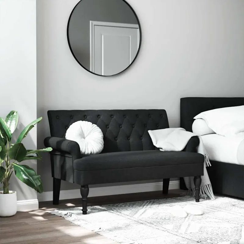 Suoliukas su atlošu, juodas, 120x62x75,5 cm, audinys