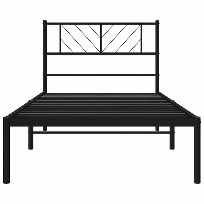 Metalinis lovos rėmas su galvūgaliu, juodos spalvos, 107x203cm