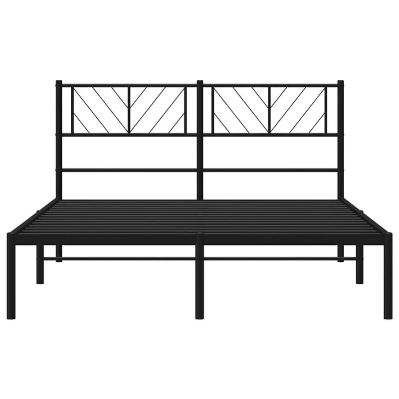 Metalinis lovos rėmas su galvūgaliu, juodos spalvos, 135x190cm