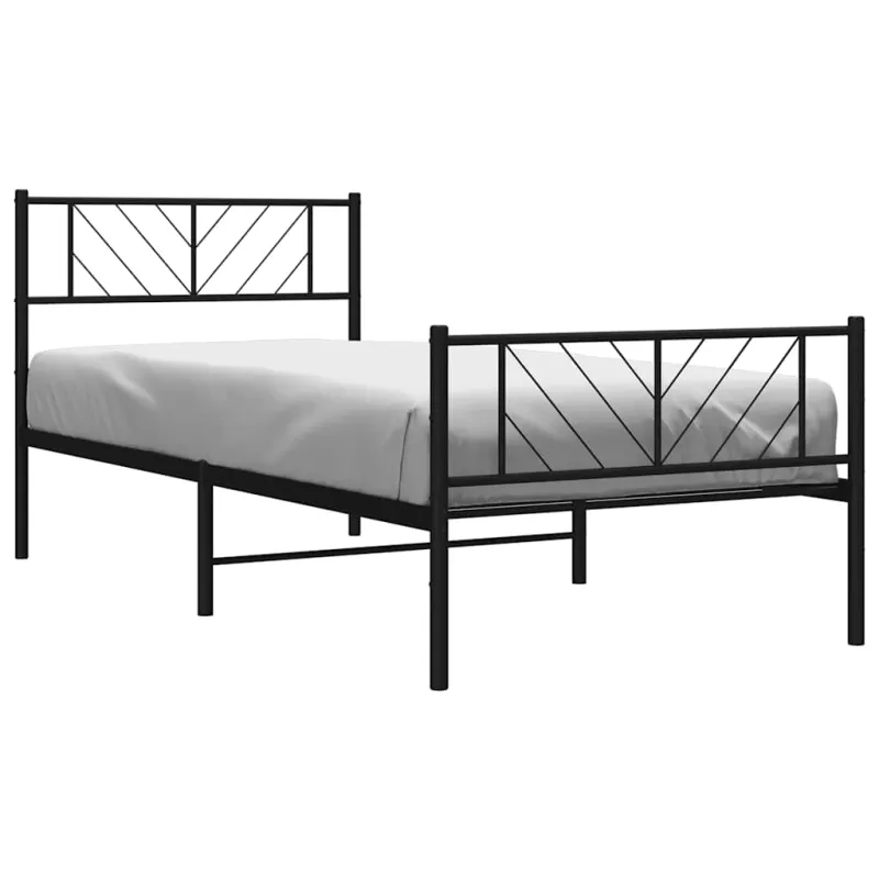 Lovos rėmas su galvūgaliu/kojūgaliu, juodas, 100x190cm, metalas