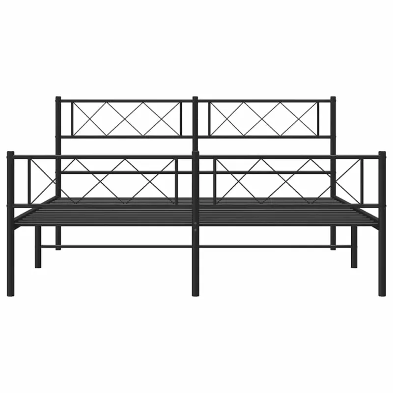 Lovos rėmas su galvūgaliu/kojūgaliu, juodas, 150x200cm, metalas
