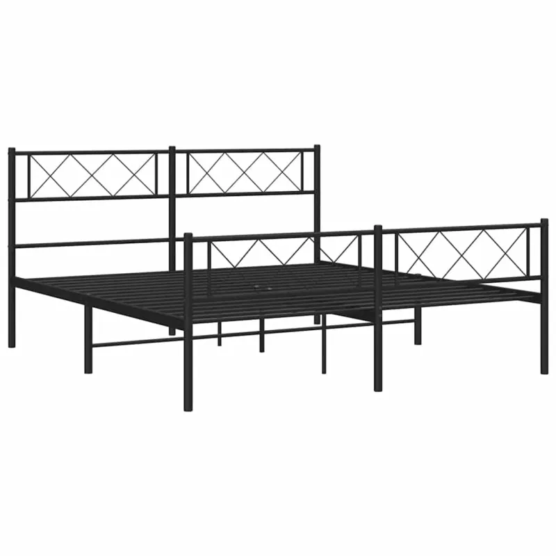Lovos rėmas su galvūgaliu/kojūgaliu, juodas, 150x200cm, metalas