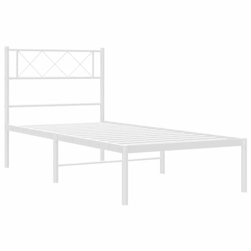 Metalinis lovos rėmas su galvūgaliu, baltos spalvos, 100x200cm