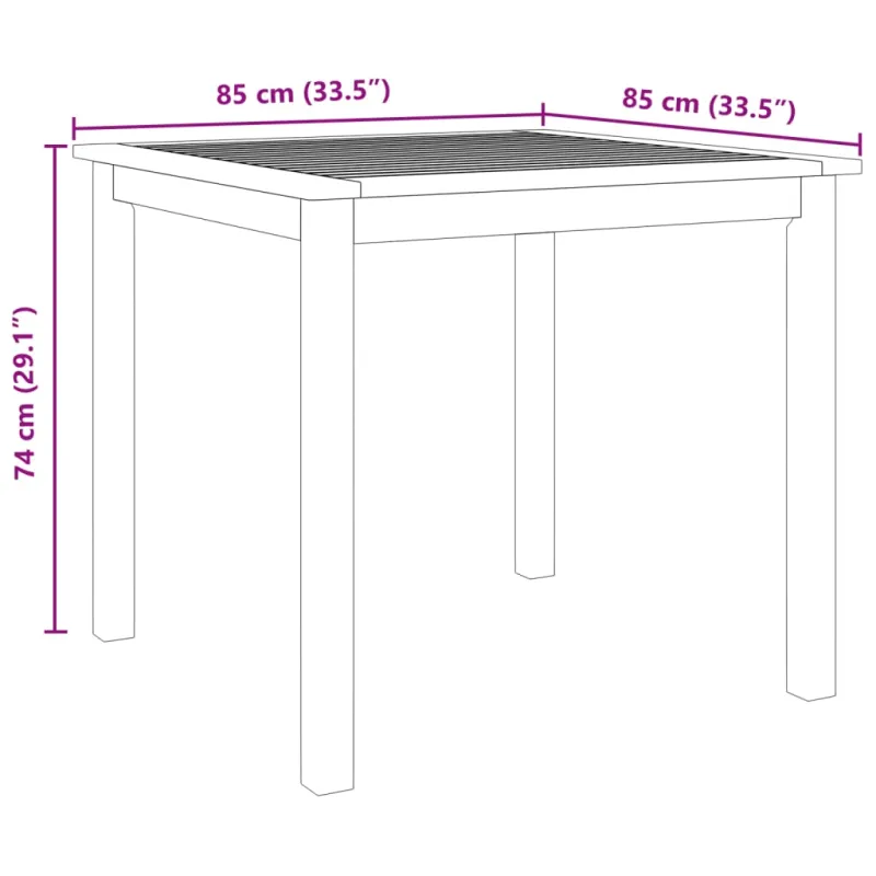 Sodo ruokailukokonaisuus, 3 osaa, 85x85x74 cm, akatiilankkuuta