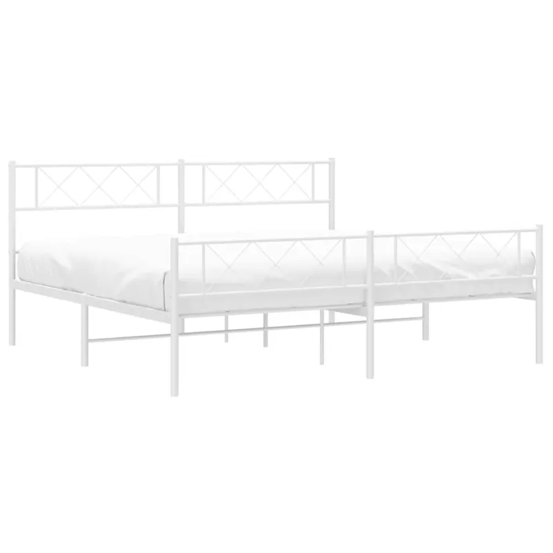 Lovos rėmas su galvūgaliu/kojūgaliu, baltas, 183x213cm, metalas