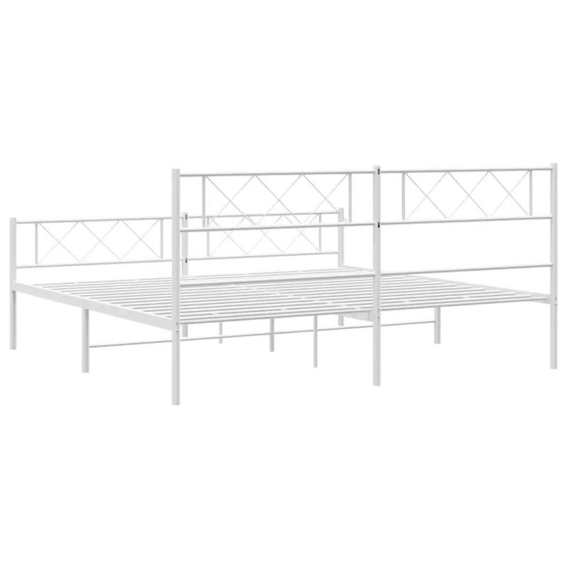 Lovos rėmas su galvūgaliu/kojūgaliu, baltas, 183x213cm, metalas