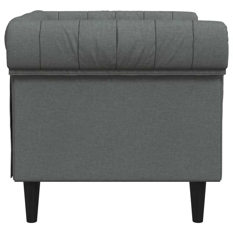 Chesterfield krėslas, tamsiai pilkos spalvos, audinys