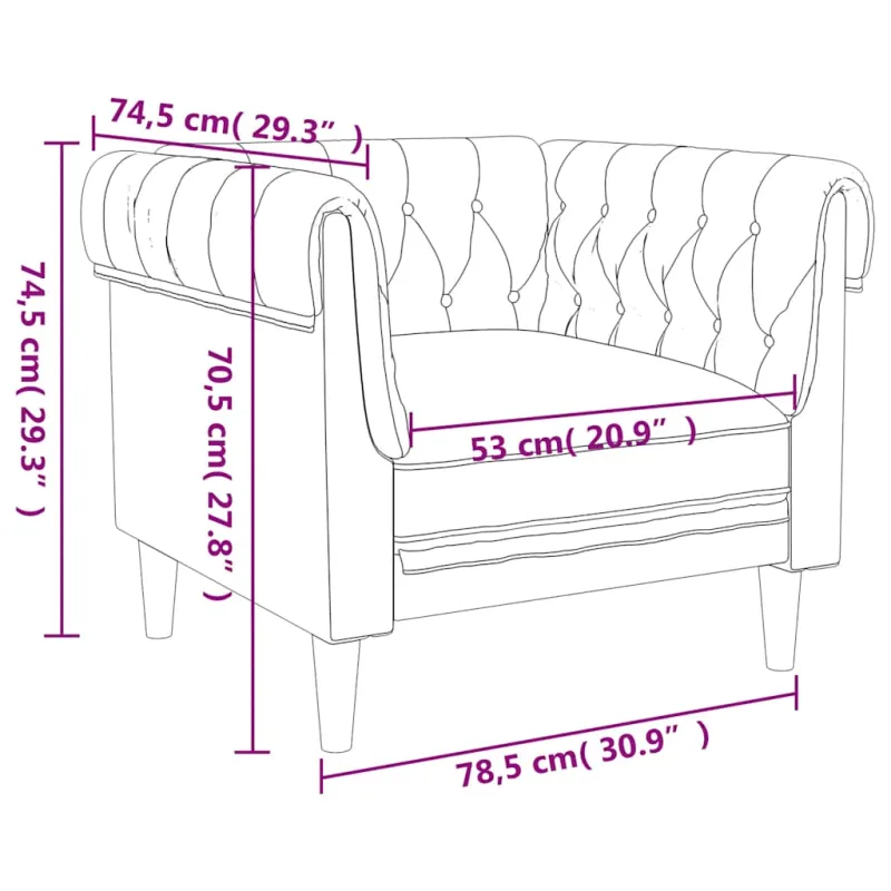 Chesterfield krėslas, juodos spalvos, audinys