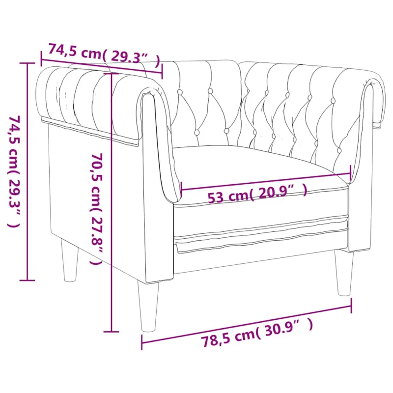 Chesterfield krėslas, taupe spalvos, audinys