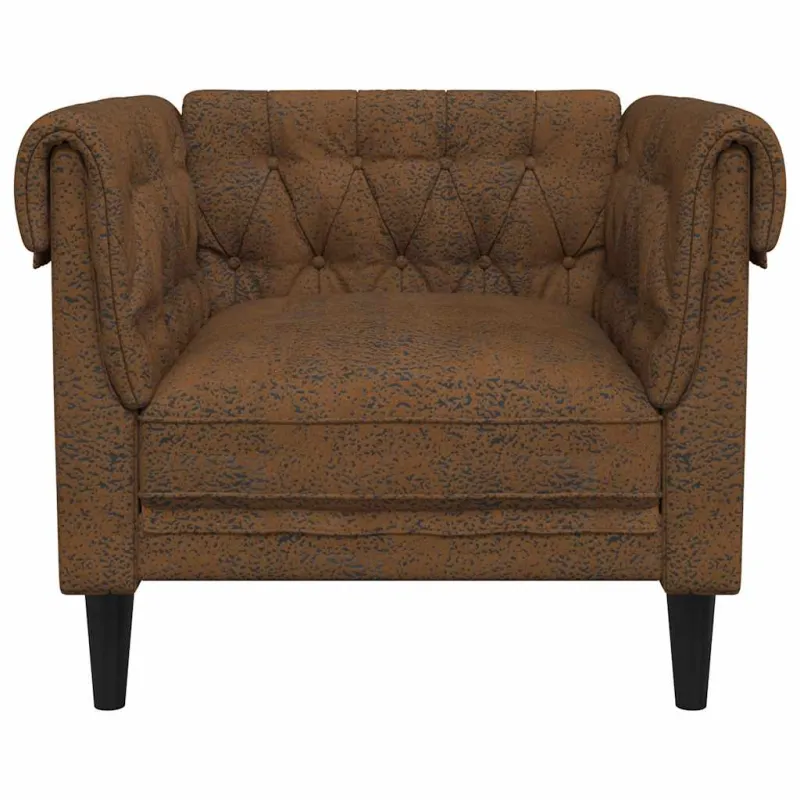 Chesterfield krėslas, rudos spalvos, audinys