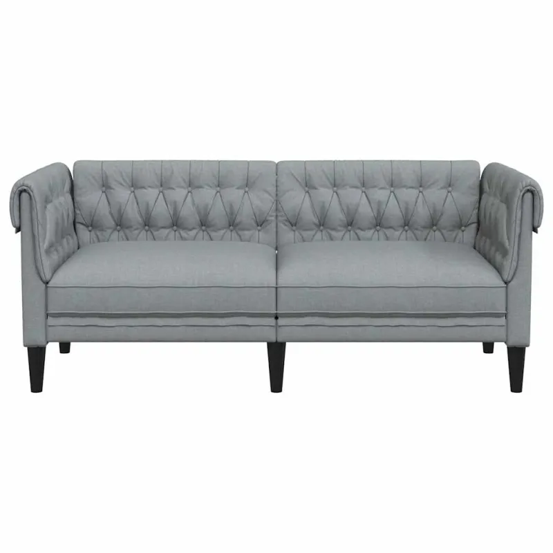 Dvivietė chesterfield sofa, šviesiai pilkos spalvos, audinys