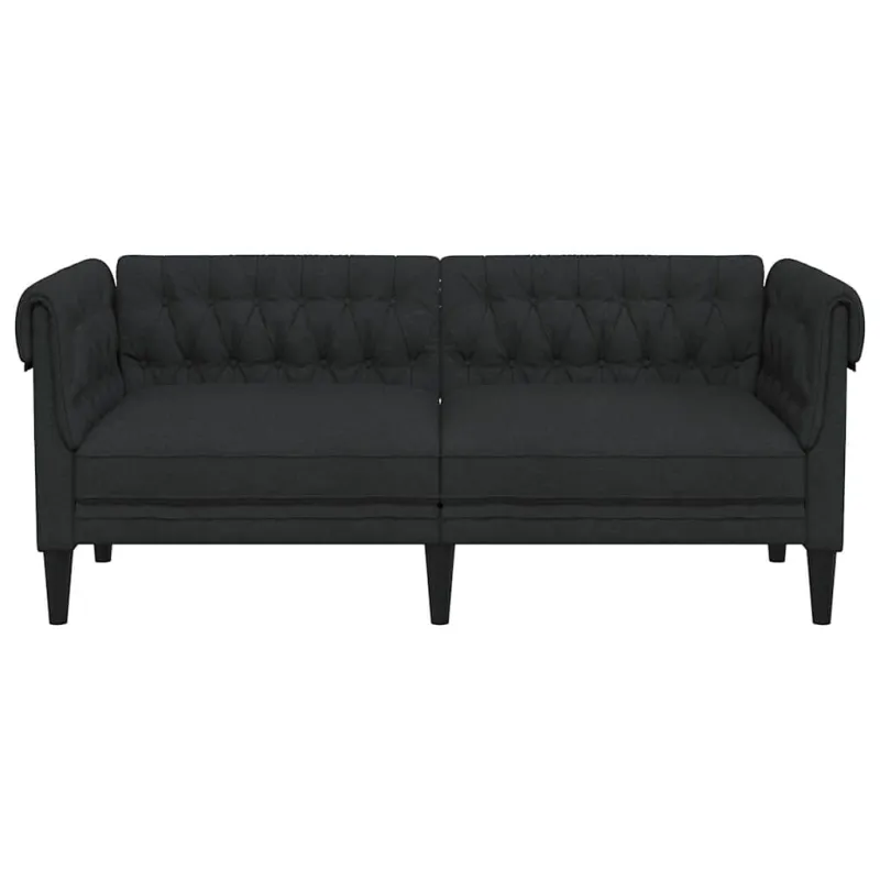 Dvivietė chesterfield sofa, juodos spalvos, audinys