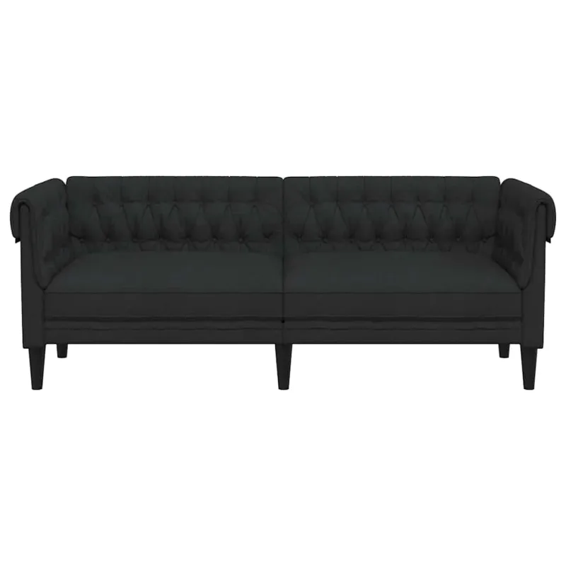 Trivietė chesterfield sofa, juodos spalvos, audinys