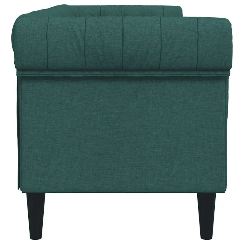 Trivietė chesterfield sofa, tamsiai žalios spalvos, audinys