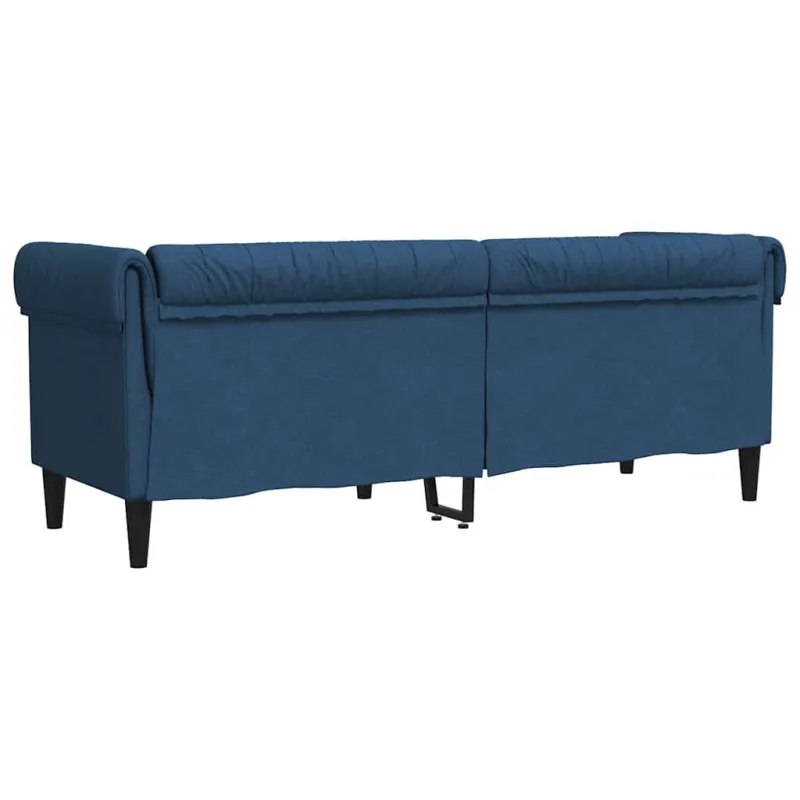 Trivietė chesterfield sofa, mėlynos spalvos, audinys