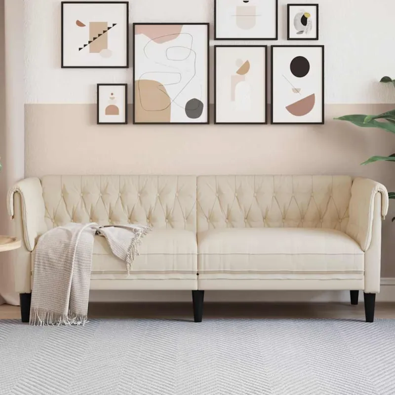 Trivietė chesterfield sofa, linas