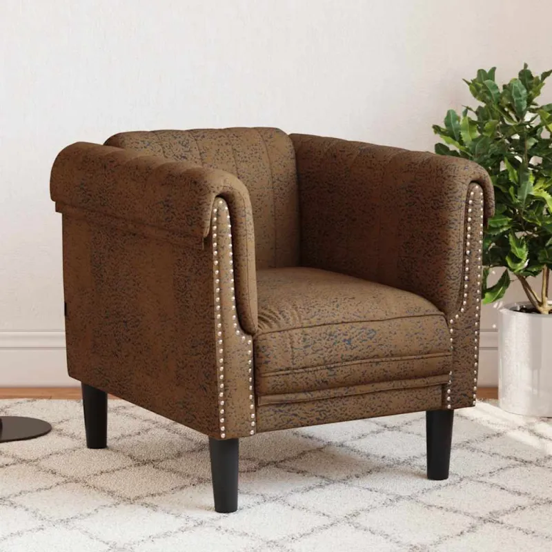 Sofa kėdė, rudos spalvos, dirbtinė versta oda