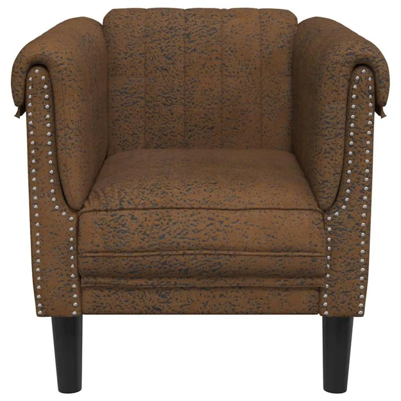 Sofa kėdė, rudos spalvos, dirbtinė versta oda