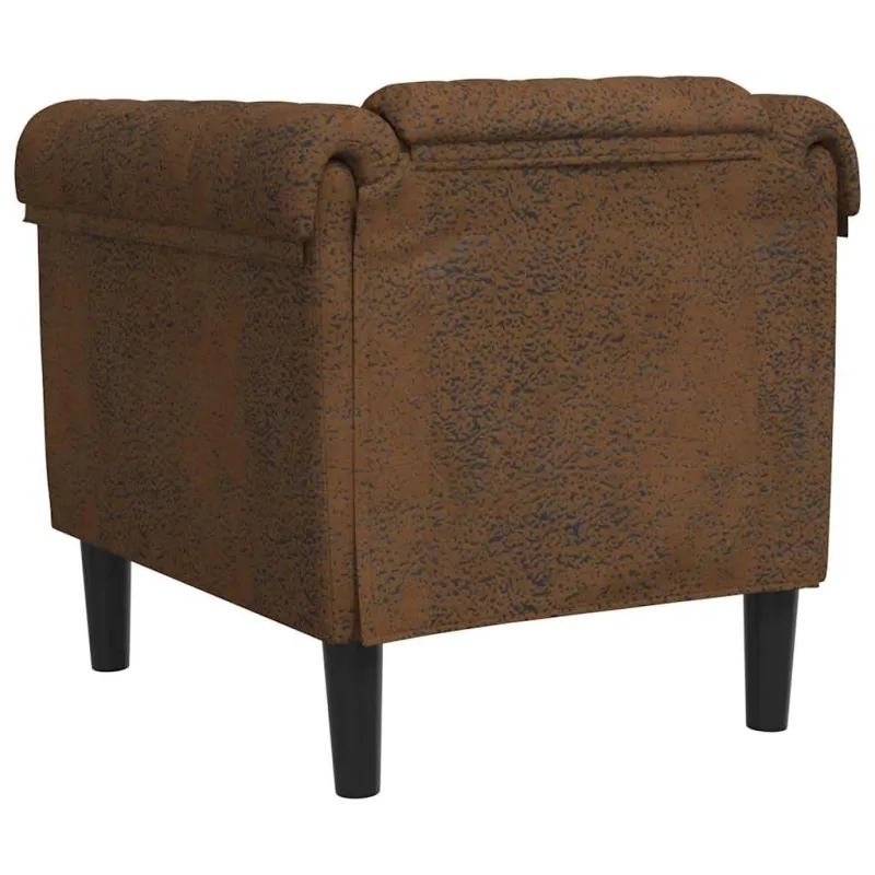 Sofa kėdė, rudos spalvos, dirbtinė versta oda